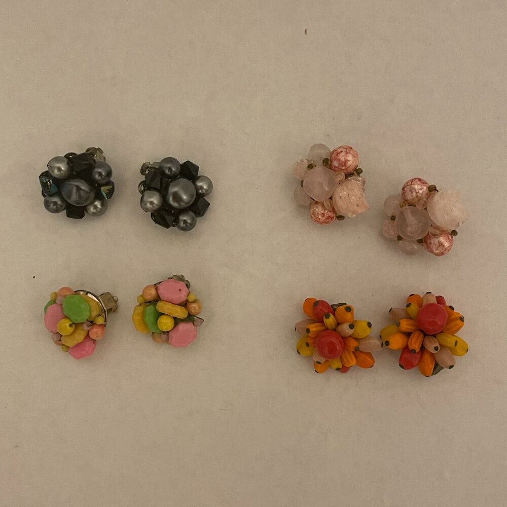 Vintage Clip On Earrings Collection of 4